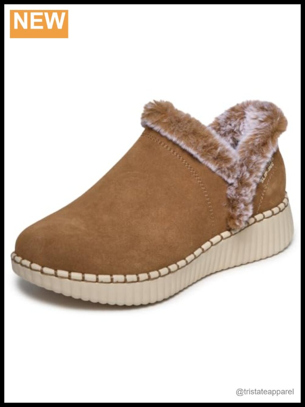 Hands Free Slip-Ins Ankle Boots Suede Faux Fur Lining Water Resistant